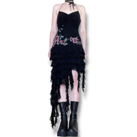 evil pixie y2k silk ruffle dress (s)