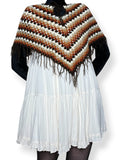 y2k does 70s fall crochet fringe poncho (xs-s)