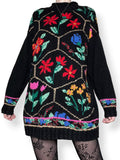 vintage stained glass floral sweater (l)