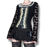 y2k whimsigoth lace top (m-l)