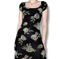 vintage whimsigoth rose maxi dress (s)