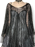 sheer netted floral fringe poncho (os)