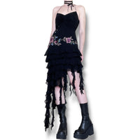 evil pixie y2k silk ruffle dress (s)
