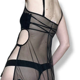 y2k sheer mesh cutout micro mini slip (xs)