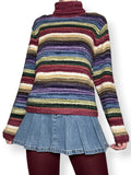 vintage autumn striped cotton turtleneck sweater (m)