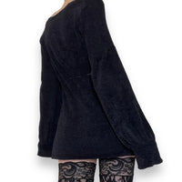 vintage black fuzzy babydoll sweater (l)