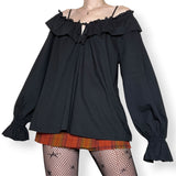 y2k victorian gothic cotton peasant blouse (l)