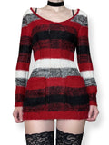 striped knit micro mini sweater dress / tunic top (s-m)