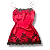 blood red satin slip dress (s)