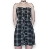 y2k plaid ruffle mini dress (l)
