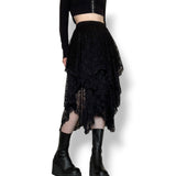 midnight lace layered midi skirt (xs-s)