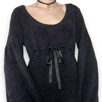 vintage black fuzzy babydoll sweater (l)