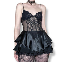 vintage goth princess lace & satin babydoll top (s)