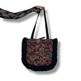 paisley corduroy quilted tote bag