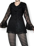 vintage victorian goth ruffle top / mini dress (l-xl)