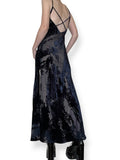 vintage 90s/y2k dark whimsigoth velvet burnout maxi dress (s-m)