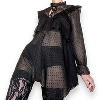sheer gothic polka dot mini dress (m)