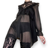 sheer gothic polka dot mini dress (m)