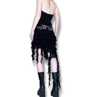 evil pixie y2k silk ruffle dress (s)