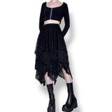 midnight lace layered midi skirt (xs-s)