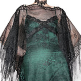 y2k black rose netted poncho (os)