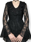 vintage victorian goth ruffle top / mini dress (l-xl)