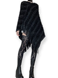 soft fuzzy longline striped poncho (os)