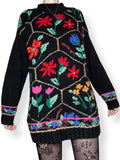 vintage stained glass floral sweater (l)