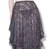 cocoa sheer lace midi skirt (s)