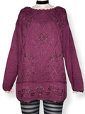 vintage berry goth oversized grandma sweater (m-l)