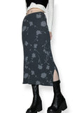 vintage gloomy floral midi skirt (s)