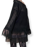 crochet knit fringe sweater (s-m)