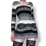 y2k striped micro mini sweater dress / tunic top (s-m)