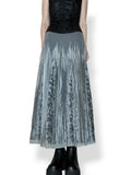 y2k silver embroidered whimsigoth maxi skirt / dress (os)