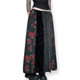 vintage 90s romantic goth silk maxi skirt