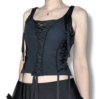 y2k vampy goth corset laced top (xs)
