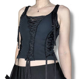 y2k vampy goth corset laced top (xs)