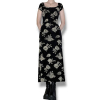 vintage whimsigoth rose maxi dress (s)