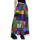 y2k silk patchwork maxi skirt (m)