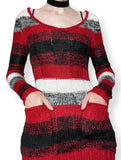 striped knit micro mini sweater dress / tunic top (s-m)