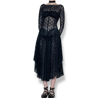 ethereal sheer lace drop waist tea dress (s-m)