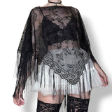 whimsigoth sheer fringe poncho (os)