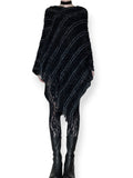 soft fuzzy longline striped poncho (os)