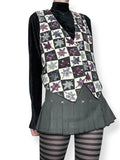 vintage autumn leaf patchwork vest (m)