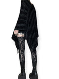 soft fuzzy longline striped poncho (os)