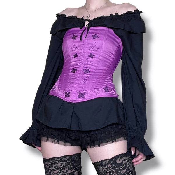 y2k satin orchid corset top (s)