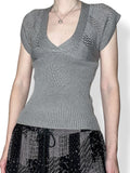 y2k silver knit top (s)