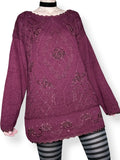 vintage berry goth oversized grandma sweater (m-l)