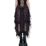 cocoa sheer lace midi skirt (s)