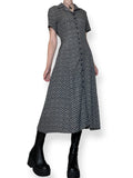 vintage handmade navy calico tea dress (m)